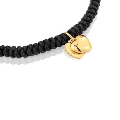 PULSERA POLIESTER DOBLE CORAZON ORO - 3