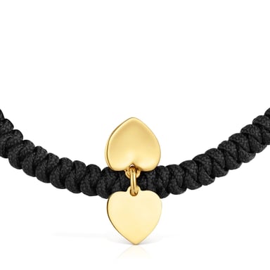 PULSERA POLIESTER DOBLE CORAZON ORO - 4