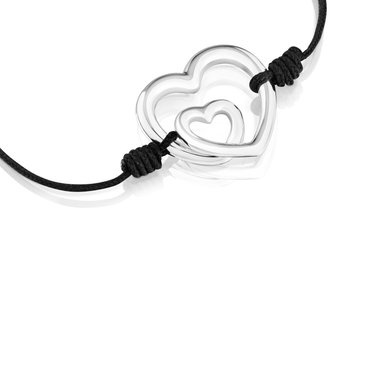 PULSERA FLECHAZO NYLON DOBLE CORAZON PLATA - 3