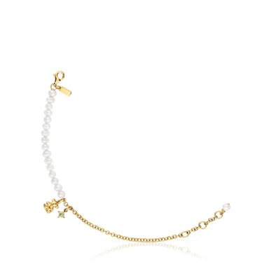 PULSERA CADENA OSO BAÑO DE ORO 18KT