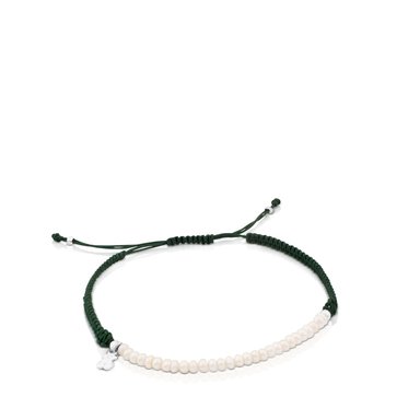 PULSERA TOUS DE PLATA CORDÓN VERDE