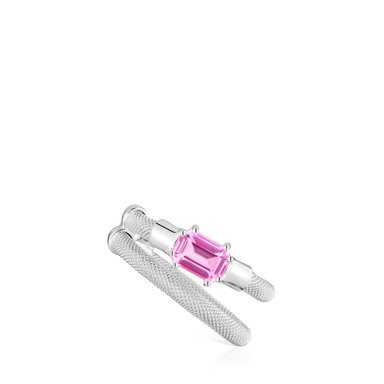EARCUFF PLATA ZAFIRO ROSA TOUS MESH