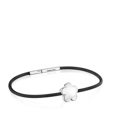 PULSERA CAUCHO PLATA FLOR BOLD MOTIF - 1