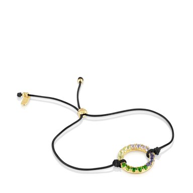 PULSERA DE PLATA BAÑO ORO GEMAS NYLON - 1