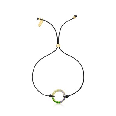 PULSERA DE PLATA BAÑO ORO GEMAS NYLON - 2
