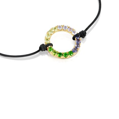PULSERA DE PLATA BAÑO ORO GEMAS NYLON - 3