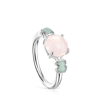 ANILLO TOUS MINI DE PLATA CON CUARZO ROSA AMAZONITA - 1