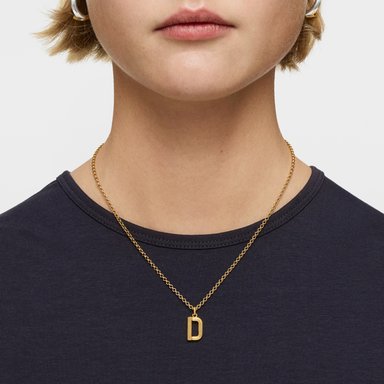 COLGANTE MEDIANO LETRA D BAÑADO EN ORO 18 KT SOBRE PLATA - 7