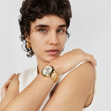 RELOJ ANALÓGICO CON BRAZALETE DE ACERO IPG DORADO KARAT - 6