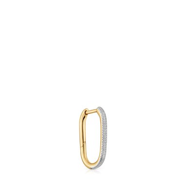 PENDIENTE INDIVIDUAL DE ARO BICOLOR MILLGRAIN BASICS - 1