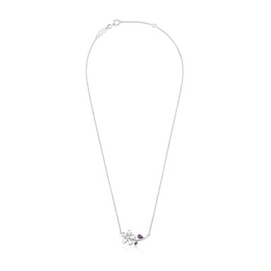 GARGANTILLA PLATA 1ªLEY FLOR GEMA 45CM - 2