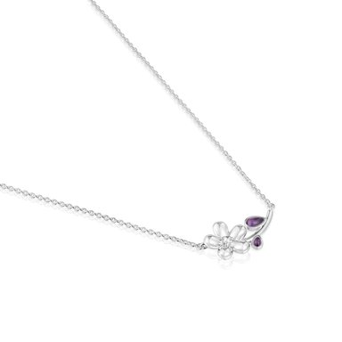 GARGANTILLA PLATA 1ªLEY FLOR GEMA 45CM - 3