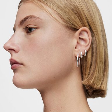 PENDIENTES DE ARO LARGOS DE PLATA 24 MM BASICOS - 4