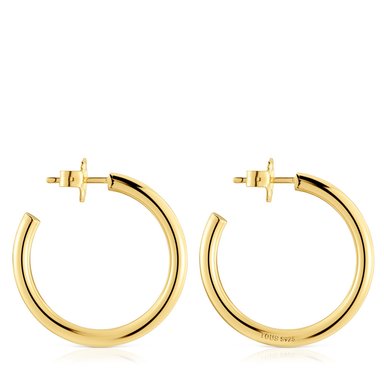 PENDIENTES DE ARO LARGOS BAÑADO EN ORO 18 KT SOBRE PLATA - 2