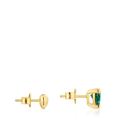 PENDIENTES CON BAÑO DE ORO 18 KT SOBRE PLATA Y ESMERALDA - 2