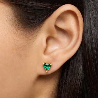 PENDIENTES CON BAÑO DE ORO 18 KT SOBRE PLATA Y ESMERALDA - 6