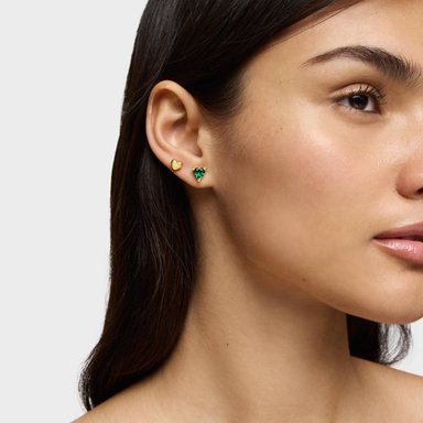 PENDIENTES CON BAÑO DE ORO 18 KT SOBRE PLATA Y ESMERALDA - 7