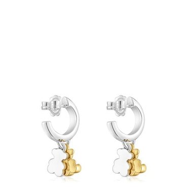 ARETES PLATA 1ªLEY BAÑO OSO BICOLOR - 2