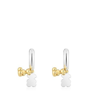 ARETES PLATA 1ªLEY BAÑO OSO BICOLOR - 3