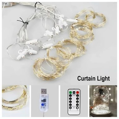 CORTINAS DE LUCES NAVIDEÑAS AMBAR 3X3M CON CONTROL - 4
