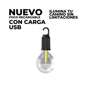 FOCO RECARGABLE USB LAMPARA PORTATIL CON GANCHO