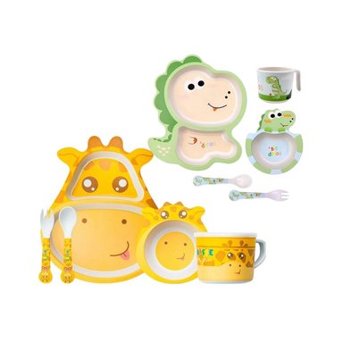 SET DE PLATOS BAMBÚ DISEÑO SAFARI NIÑO