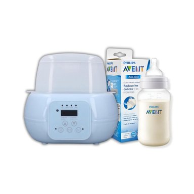 CALENTADOR ESTERILIZADOR DE BIBERONES AZUL+ BIBERON 11OZ