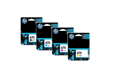 KIT TINTA HP 670 NEGRO CYAN MAGENTA AMARILLO