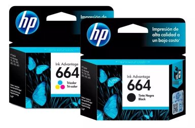 COMBO CARTUCHO HP NEGRO TINTA 664 + TRICOLOR ORIGINAL