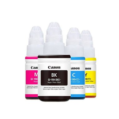 TINTA CANON NEGRO GI-190 KIT X4 COLORES CMYBK ORIGINALES