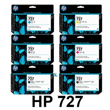 KIT TINTA HP 727 CYAN MAGENTA AMARILLO MATE/BLACK PHOTO/BLACK GRAY
