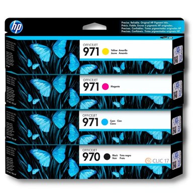 KIT TINTA HP NEGRO 970 971 CYAN MAGENTA AMARILLO