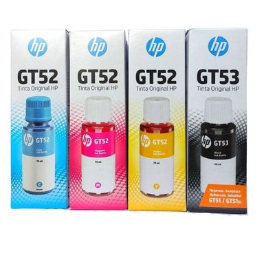 KIT TINTA HP NEGRO GT52 GT53 CYAN MAGENTA AMARILLO PACK