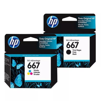 KIT TINTA HP NEGRO 667 +TRICOLOR ORIGINAL