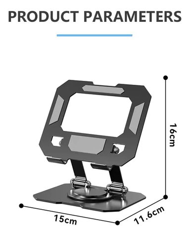 SOPORTE PARA TABLET PLEGABLE GIRATORIO DE 360 PORTATIL BASE ALUMINIO - 3