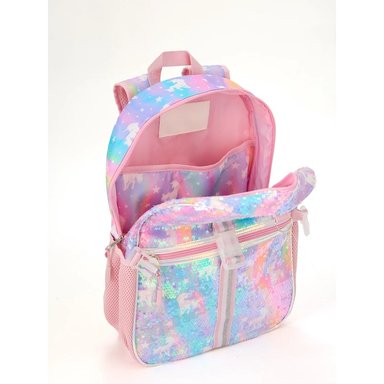 MOCHILA MULTICOLOR ESCOLAR LONCHERA Y AURICULARES UNICORNIO SET 3 PIEZAS SCHOOLYARD VIBES OFICIO - 2