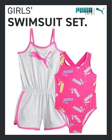 CONJUNTO NIÑA PUMA ROSADO ROPA BAÑO MÁS ENTERIZO . SET 2 PIEZAS - 2
