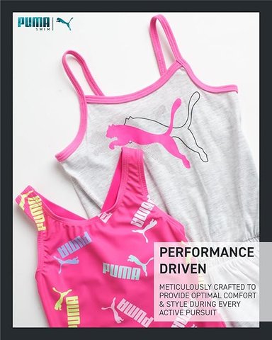 CONJUNTO NIÑA PUMA ROSADO ROPA BAÑO MÁS ENTERIZO . SET 2 PIEZAS - 3