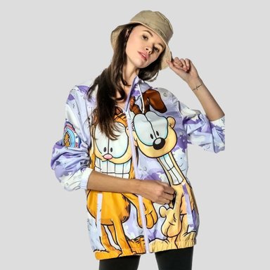 CORTAVIENTO MUJER MEMBERS ONLY LILA GARFIELD CASACA X NICKELODEON