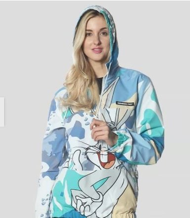 CASACA UNISEX MEMBERS ONLY CELESTE BUGS BUNNY CORTAVIENTO TALLA M