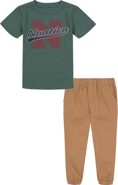CONJUNTO NIÑO NAUTICA 2 PIEZAS . POLO Y PANTALÓN VESTIR VERDE/CAQUI