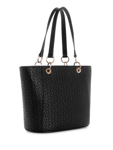 CARTERA GUESS TOTE CON BOLSILLO EXTERNO ADICIONAL MONEDERO NEGRO LOGO - 3