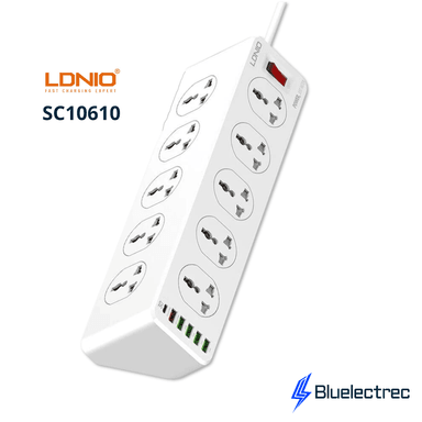 EXTENSIÓN LDNIO SC10610 BLANCO TOMA CORRIENTE 10 POWER SOCKET 6 USB