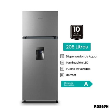 REFRIGERADORA HISENSE 205 L TOP FREEZER PLATEADO RD267H