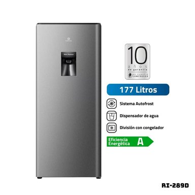 REFRIGERADORA INDURAMA 177 L CON DISP DE AGUA PLATEADO RI-289D