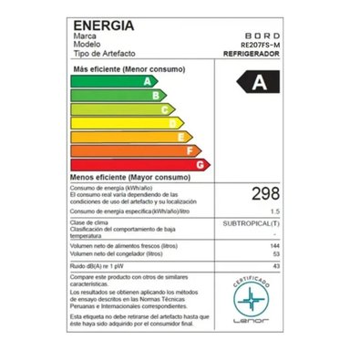 REFRIGERADORA BORD 207 L TOP FREEZER PLATEADO - RE207FS-M - 4