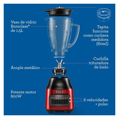 LICUADORA OSTER 6 VELOCIDADES 800W ROJA - BLSTPEG-CPB - 4
