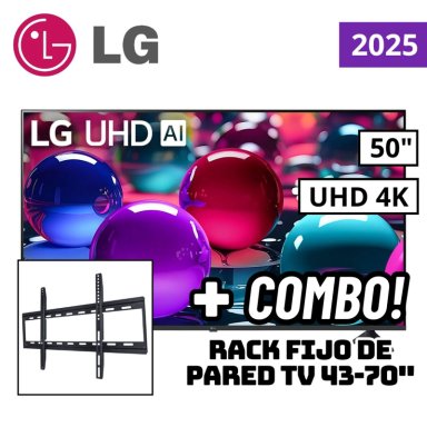TELEVISOR LG 50 SMART TV THINQ AI WEBOS HUB 4K UHD LED 2025 - 50UA7300PSB + RACK FIJO