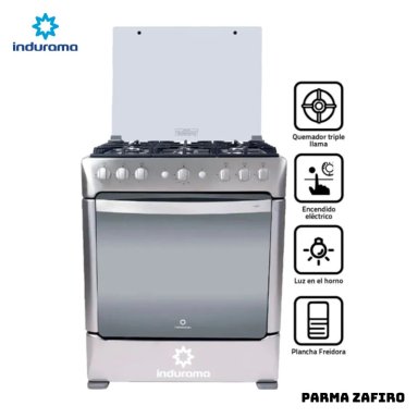 COCINA DE PIE INDURAMA A GAS 6 HORNILLAS ACERO INOX - PARMA ZAFIRO