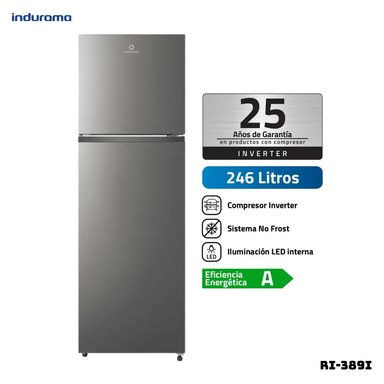 REFRIGERADORA INDURAMA 246 L TOP FREEZER PLATEADO - RI-389I